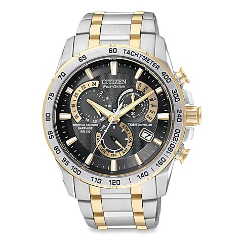 Citizen Men's Eco-Drive Perpetual Chrono A-T Two-Tone Stainless Bracelet Watch - Bed Bath & Beyond