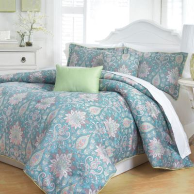 Raymond Waites Kylie 5-Piece Comforter Set in Aqua - Bed Bath & Beyond