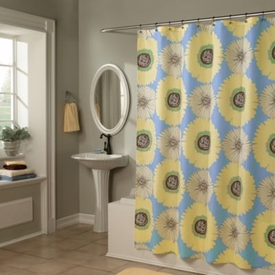Sunflowers Yellow  Blue  70 Inch x 72 Inch Shower  Curtain  