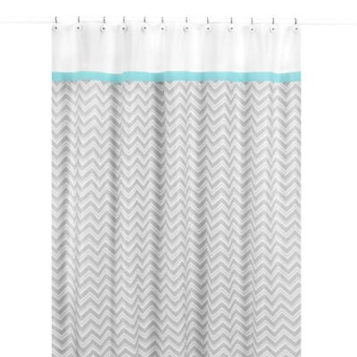 Buy Grey Chevron Curtains from Bed Bath & Beyond - Sweet Jojo Designs Zig Zag Shower Curtain in Turquoise and Grey