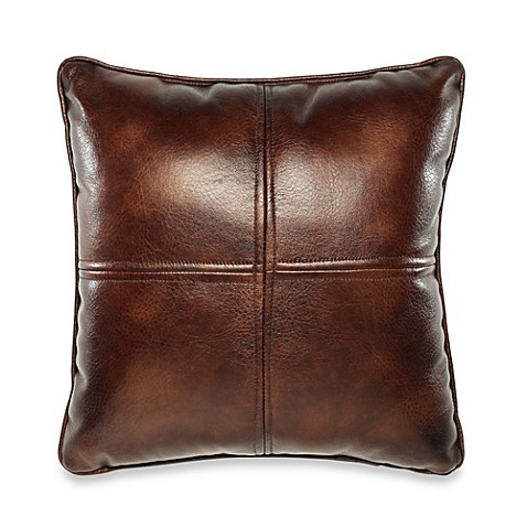 Solid Chenille Faux-Leather Square Throw Pillow - Bed Bath & Beyond