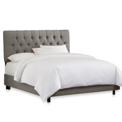 Skyline Furniture Diamond Tufted Bed in Linen Grey - Bed Bath & Beyond