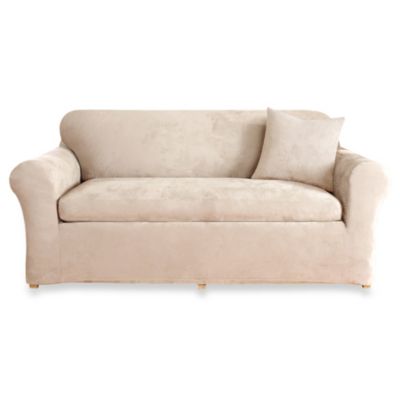 Sure Fit® Stretch Suede 3-Piece Loveseat Cover - Bed Bath & Beyond