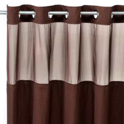 Buy Hookless® Waffle 71Inch x 74Inch Fabric Shower Curtain and Liner Set in Chocolate from Bed 