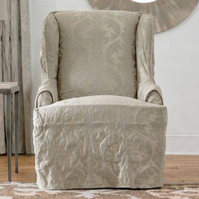 Sure Fit® Matelasse Damask Wingback Chair Slipcover - Bed Bath & Beyond