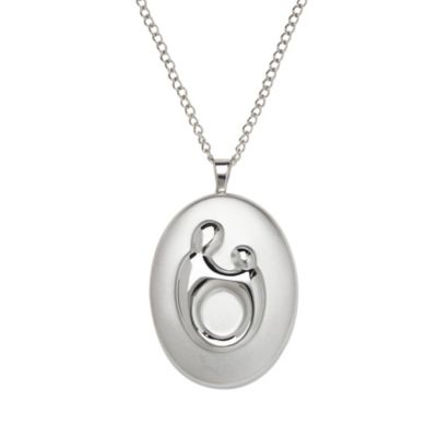 Mother & Child Pendant on Curb Chain in Sterling Silver - Bed Bath & Beyond