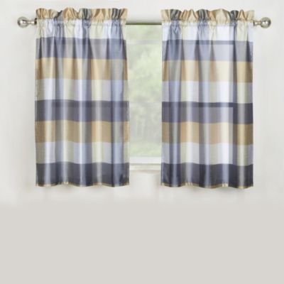 Mystic Plaid Kitchen Window Curtain Tier Pair in Grey - Bed Bath & Beyond