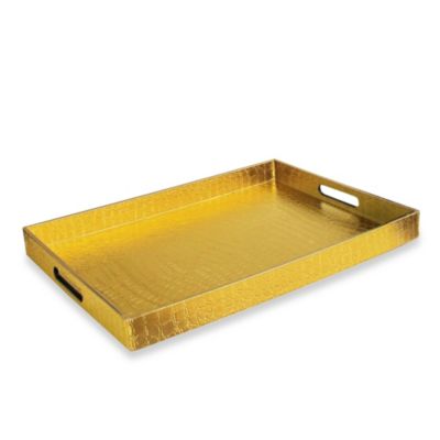 tray serving rectangular gold alligator service trays polypropylene handles metallic bedbathandbeyond gator platters