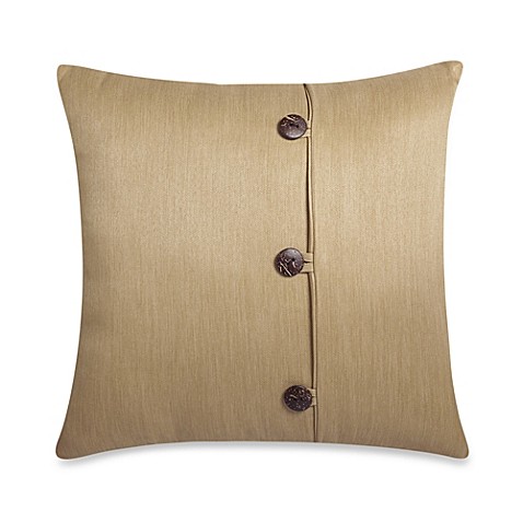 Square Outdoor Throw Pillow with Buttons in Sand - Bed Bath & Beyond