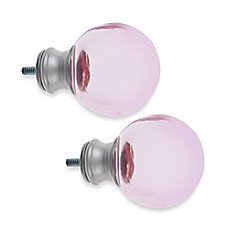 Cambria® My Room Ball Finial in Pink Glass and Brushed Nickel (Set of 2)