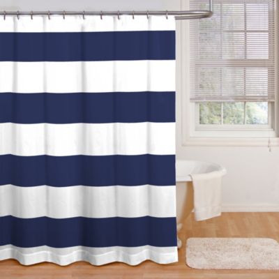 Chase Cabana Stripe 72-Inch x 72-Inch Shower Curtain in Navy/White ...