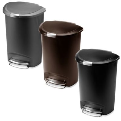 simplehuman® Plastic Semi-Round 50-Liter Step-On Trash Can ...