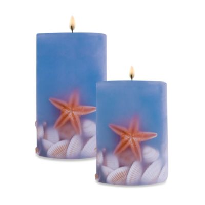 Coastal Pillar Dark Blue Candle - Bed Bath & Beyond