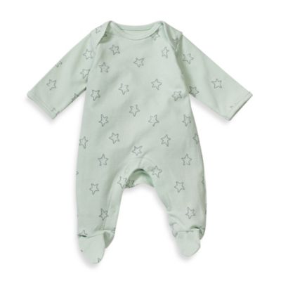 Sterling Baby Size Newborn Star Print Footed Coverall in Sage Green