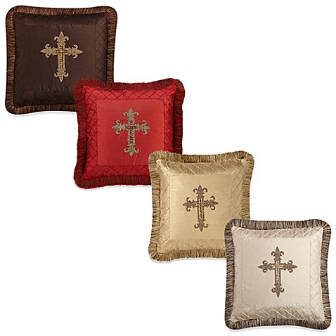Cross Trimmed 18-Inch Square Throw Pillow - Bed Bath & Beyond