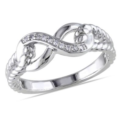 Sterling Silver .05 cttw Diamond Infinity Rope Ring - BedBathandBeyond.com