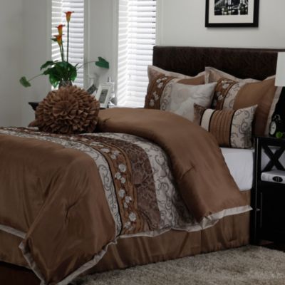 Riley Comforter Set in Taupe - Bed Bath & Beyond