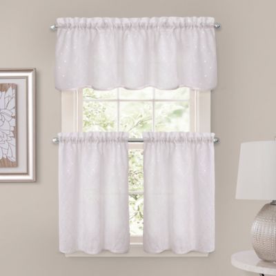 Buy Crystal Brook 52Inch x 36Inch Window Curtain Tier Pair in White from Bed Bath  Beyond