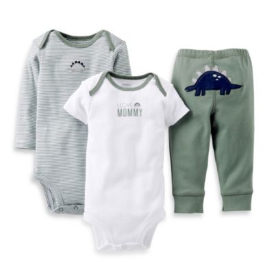 Carter's® 3-Piece Dino Pant Set in Olive Green - buybuy BABY