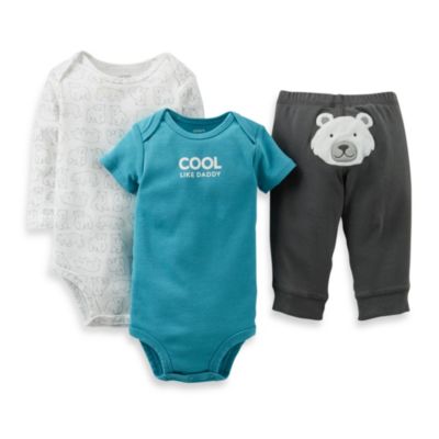 Carter's® 3-Piece Polar Bear Pant Set in Turquoise/Grey - buybuy BABY