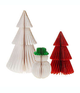 Adornos navideños de papel H for Happy™ de pinos y muñeco de nieve, 3 piezas