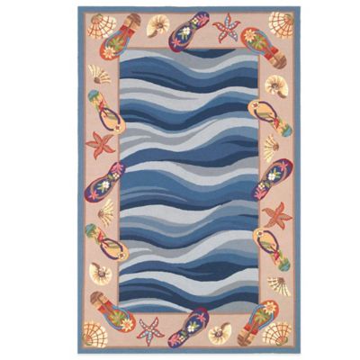 Kas Rugs Chevron Multi/Blue 6 ft. 9 in. x 9 ft. 6 in. All-Weather ...