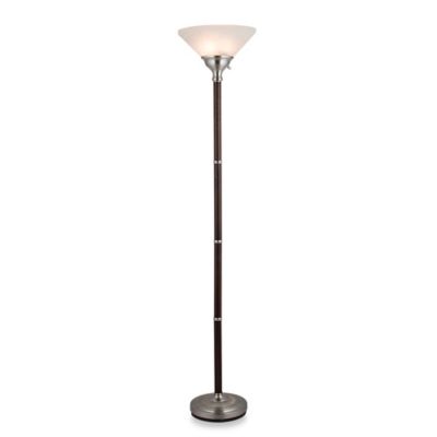 Adesso® Preston Wood Floor Lamp with Glass Shade - Bed Bath & Beyond