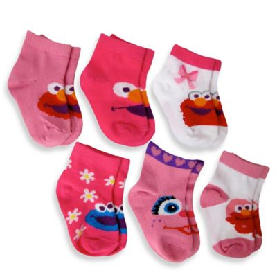 6-Pack Elmo Girls Quarter Socks in Assorted Designs - buybuy BABY