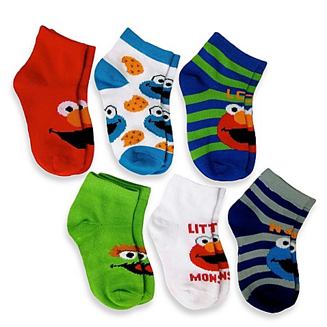 6-Pack Elmo Boys Quarter Socks in Assorted Designs - buybuy BABY