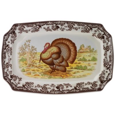 spode woodland turkey round platte