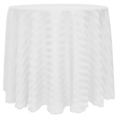 Buy 90 Inch Round Tablecloth from Bed Bath & Beyond - Poly-Stripe 90-Inch Round Tablecloth in White