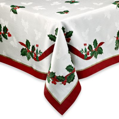 Holiday Ribbon Damask 60-Inch x 120-Inch Tablecloth