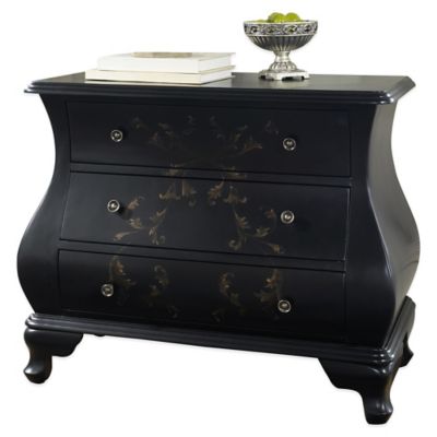 Pulaski Nero Hand-Painted 3-Drawer Bombe Accent Chest in Black - Bed ...