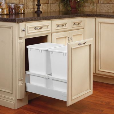 Rev-A-Shelf® 15-Inch Tandem Double Pull-Out Waste Container in White ...