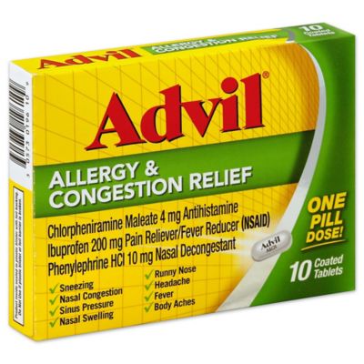 Advil® 10-Count Allergy Congestion Relief Tablets - Bed Bath & Beyond