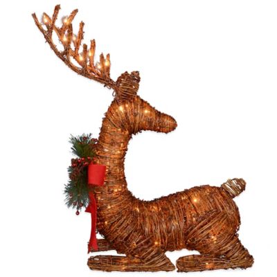 26-Inch Lighted Brown Rattan Reindeer - Bed Bath &amp; Beyond