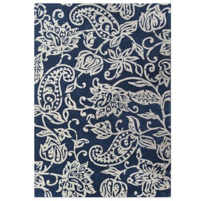 Melodie Wool/Chenille Rug in Indigo Ocean Blue - Bed Bath & Beyond