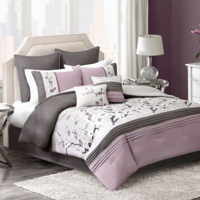 Blossom 8-Piece Comforter Set in Plum - Bed Bath & Beyond