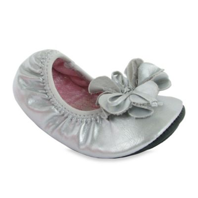 foldable silver ballet flats