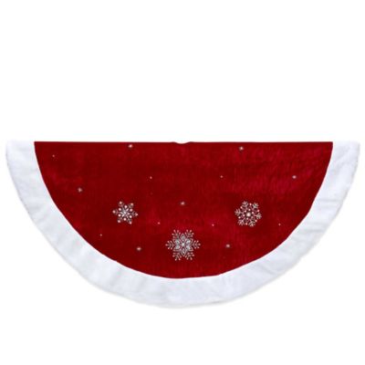 Kurt Adler 48-Inch Snowflakes Tree Skirt with White Border in Red - Bed ...