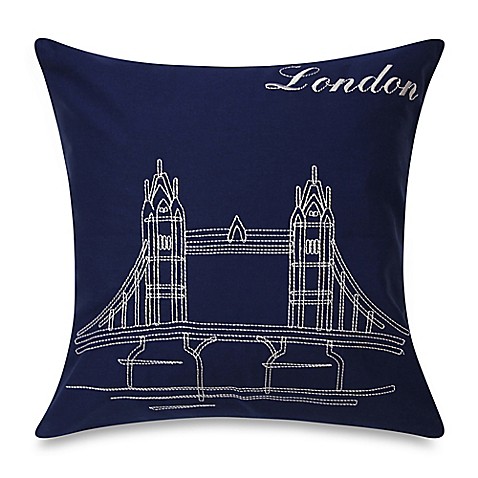 Bedlam Passport London Square Throw Pillow in Blue - Bed Bath & Beyond