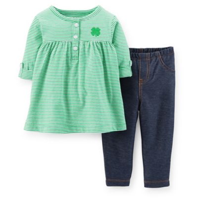 Carter's® 2-Piece Shamrock Tunic and Faux Denim Pant Set in Green/Blue ...