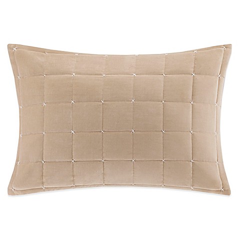 Buy Quilted Velvet Oblong Throw Pillow in Khaki from Bed Bath & Beyond