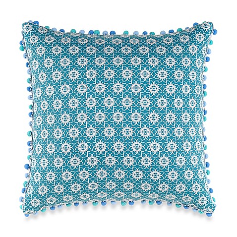Anthology Kaya Pom-Pom Oblong Throw Pillow in Blue - Bed Bath & Beyond