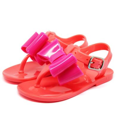 Stepping Stones Jelly Thong Sandal with Bow in Fuchsia/Coral - Bed Bath ...