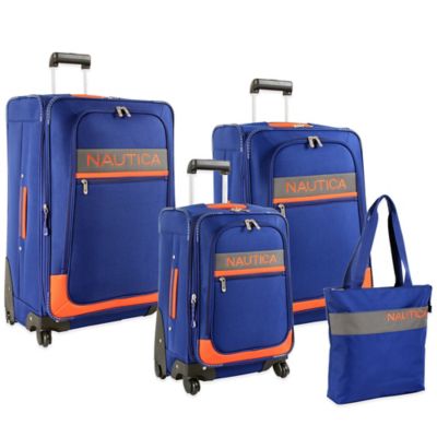 Buy Nautica® Rhumbline 4-Piece Luggage Set in Navy/Orange from Bed Bath ...