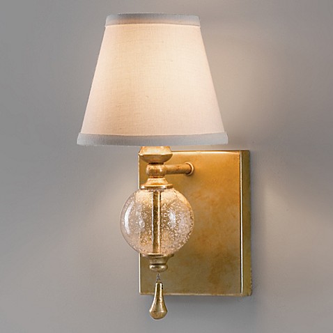 Feiss? Argento Wall Sconce in Silver Leaf with Fabric Shade - Bed Bath & Beyond