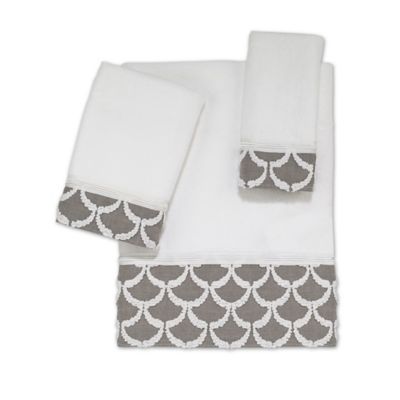 Avanti Savoy Bath Towel Collection In Grey/White - Bed Bath & Beyond