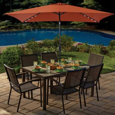 11-Foot Rectangular Aluminum Solar Patio Umbrella - Bed Bath & Beyond