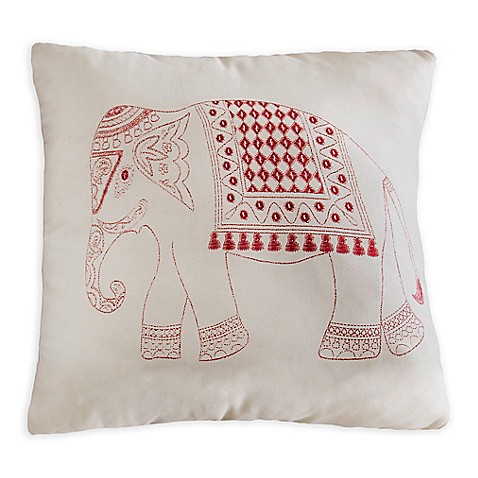 Brooklyn Flat Elephant Square Throw Pillow in Red - Bed Bath & Beyond